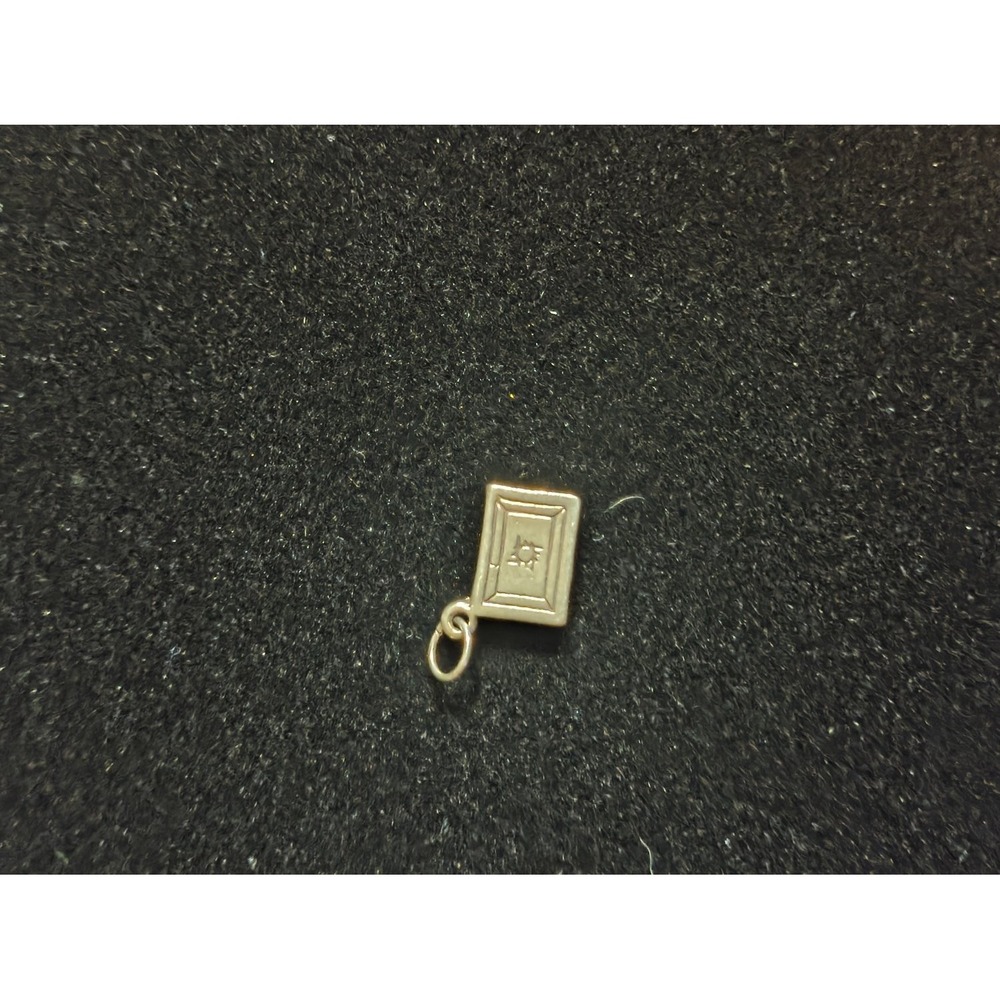Vintage Silver Diary Book Charm Pendant Sun Starburst Embossed Miniature Locket